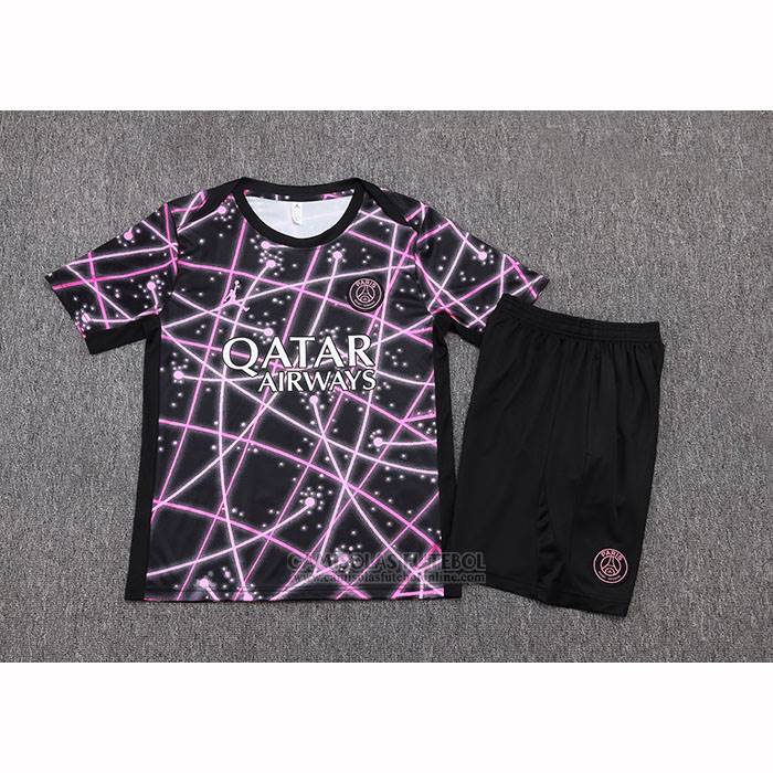 Fato de Treino Paris Saint-Germain Jordan Manga Curta 2025-2026 Preto Rosa - Calcas Curta